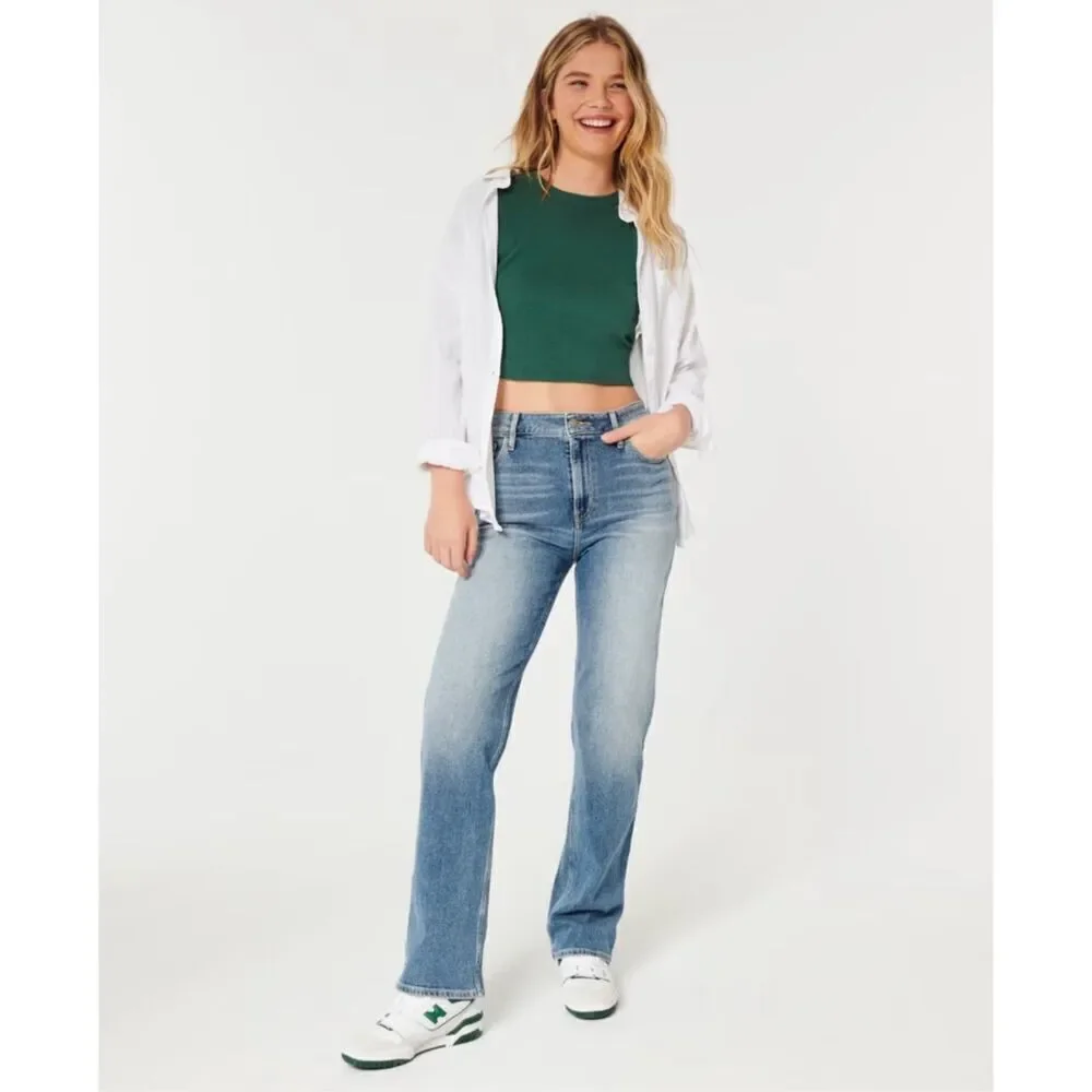 Womens Hollister Ultra High-Rise Light Wash Dad Jeans - Sz 3